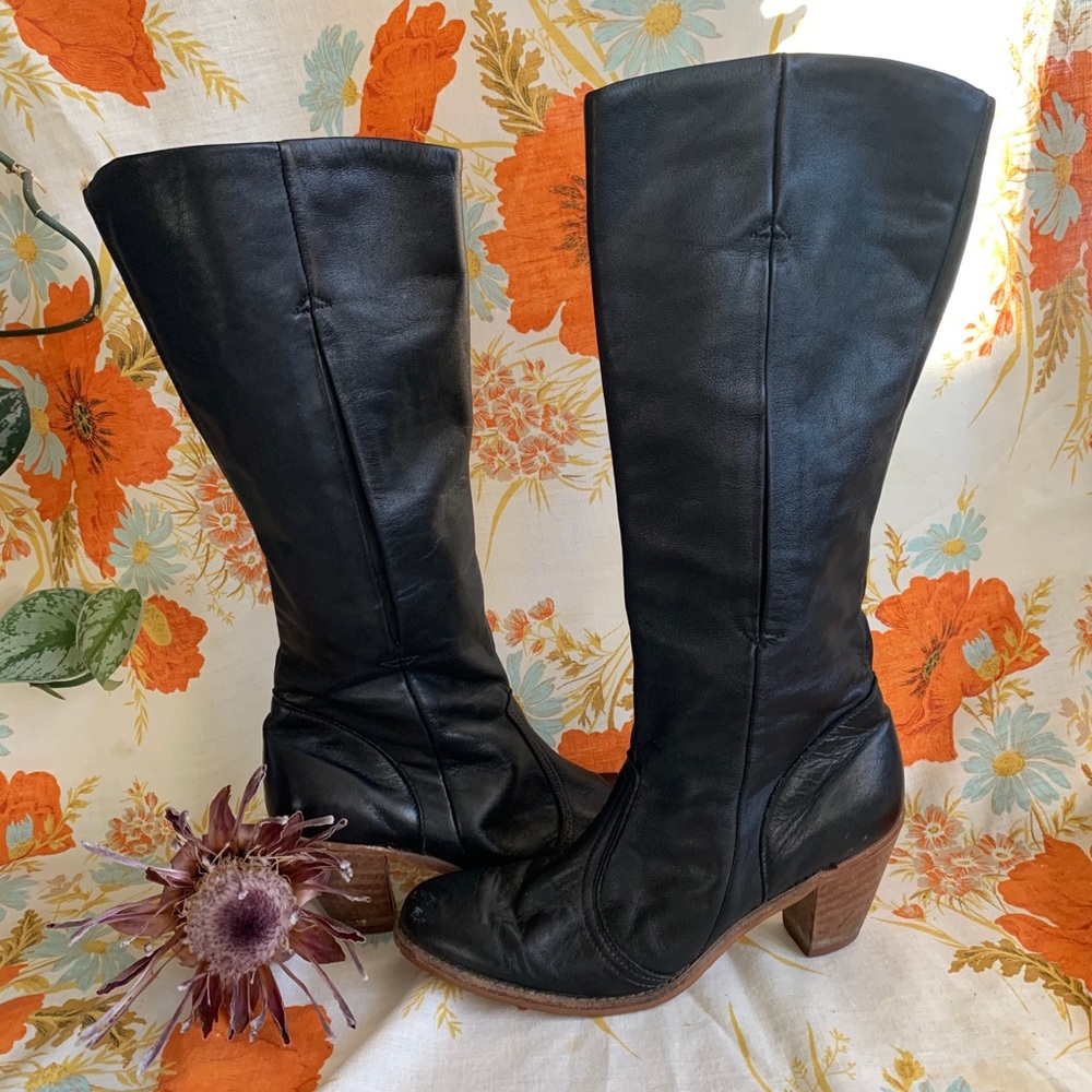 Vintage 70s Dex leather calf height boots
